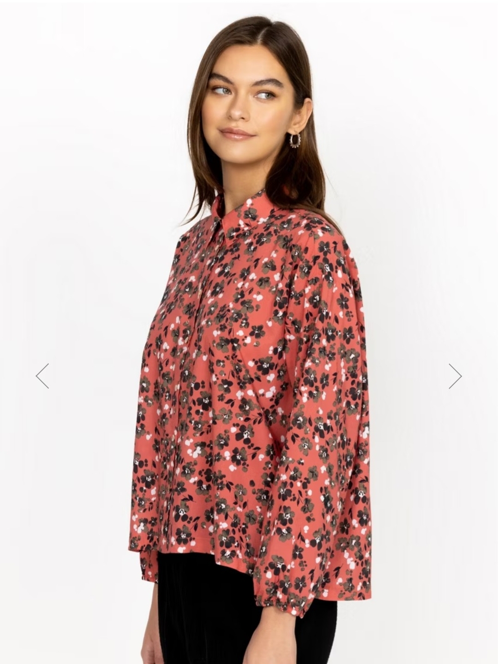 Calme By Johnny Was High Low Button Shirt, Size M